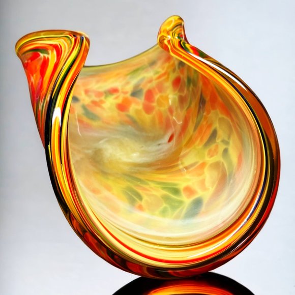 VTG Murano White Crystal Mélange Swirl Hand Made Art Glass Centerpiece Italy - Picture 4 of 11